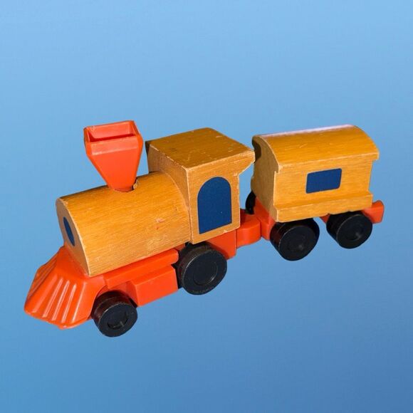 1972 Mattel Wooden Putt Putt Train Engine Cars Boats Construction Vehicles - Picture 12 of 14